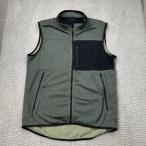 Proof Trail Grid Fleece Full Zip Vest Green Size Medium Mens Outdoor Breathable